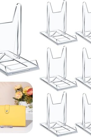 6 Packs Adjustable Purse Display Stand Clear Acrylic Handbag Stand Holder for Wallet Purses Handbag Bag Jewelry Display Organizer for Party Weddings Home Decoration Birthdays