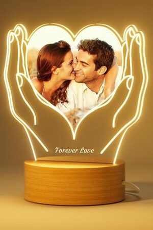 Bemaystar Custom Picture Frames with Photo - Personalized Gifts with Picture Frame, Customized Anniversary Birthday Gifts with Light for Women Men Mom Dad Her Him Girlfriend Boyfriend Couple