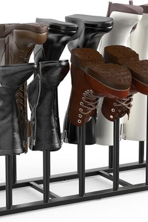 Boot Rack, 19.5 Inches Boot Rack Organizer Tall Boots, Stainless Steel Boot Storage Holder, Free Standing Boot Racks for 6 Pairs Entryway, Closet, Black