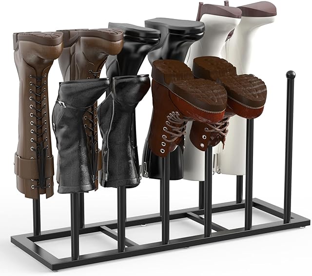 Boot Rack, 19.5 Inches Boot Rack Organizer Tall Boots, Stainless Steel Boot Storage Holder, Free Standing Boot Racks for 6 Pairs Entryway, Closet, Black