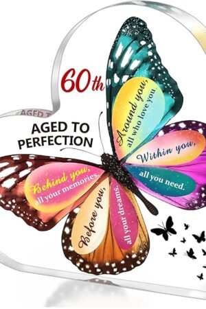 60th Birthday Gifts for Women Men, Acrylic Heart Sign Birthday Decorations Presents, 60 Year Old Bday Gifts for Mom, Aunt, Grandma, Sister, Best Friends, Wife, Her