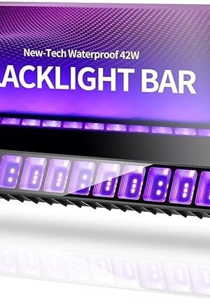 42W LED Black Light Bar, IP66 Waterproof Blacklight Bar with 6ft Cord+Plug+Switch, Black Lights for Glow Party, Fluorescent Poster, Body Paint, Birthday, Halloween, Bedroom, Classroom