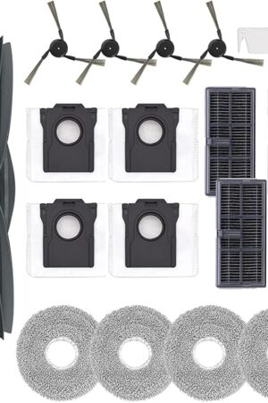 18Pcs Replacement Parts for Dreame X40 Ultra,L40 Ultra Vacuum Cleaner Accessories Kit, 1 Main Brush 4 Mop Pads 4 Hepa Filters 4 Vacuum Bags 4 Side Brushes, 1 Cleaning Brush
