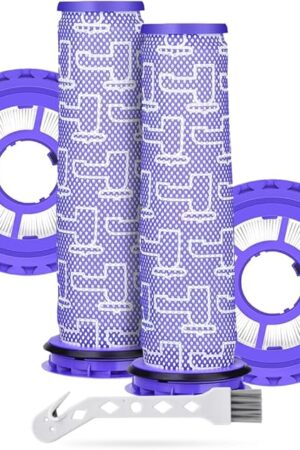 4 Pack Vacuum Filter Replacement Parts for Dyson DC41, DC65, DC66, UP13, UP20, UP30, Multi Floor & Ball Vacuum - 2 Post Filter, 2 Pre Filter With 1 Brush, Replaces Part # 920769-01 & 920640-01