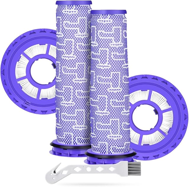 4 Pack Vacuum Filter Replacement Parts for Dyson DC41, DC65, DC66, UP13, UP20, UP30, Multi Floor & Ball Vacuum - 2 Post Filter, 2 Pre Filter With 1 Brush, Replaces Part # 920769-01 & 920640-01