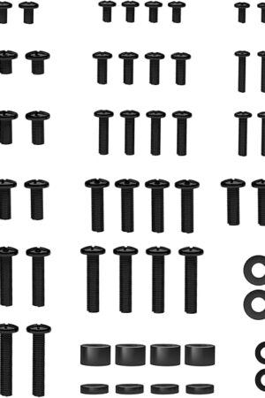 BONTEC Universal TV Mounting Hardware Screw Kit, Compatible with TVs Up to 80 inch, Includes M4, M5, M6, M8 Screws, Washers, Spacers, VESA Mounting, Ceiling Mount, TV Wall Mount Kit, Black