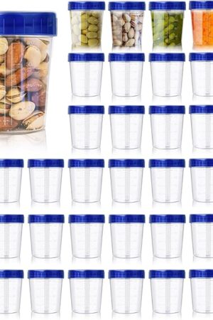 40 Pack 4oz Small Containers with Lids,Reusable Salad Dressing Container Airtight Leakproof Condiment Containers with Screw Lids,Take Away Stackable Plastic Dip Sauce Cups for Snack,Drink,Ketchup