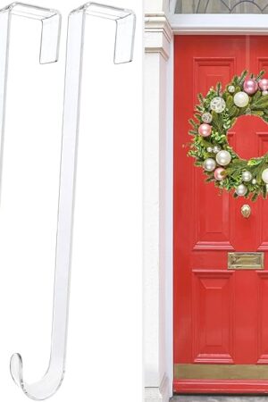 Clear Over The Door Hooks Wreath Hanger Hooks 15 in 2 Pack
