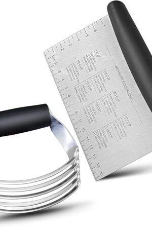 ALLTOP Stainless Steel Bench Scraper and Pastry Blender Cutter Set, Efficient Multipurpose Kitchen Baking Essential Tool with Comfortable Grip Handle-Perfect for Nut, Pie and Dough Processing - Black