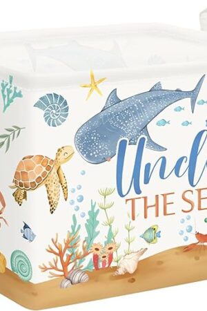 Clastyle Fish Sea Turtle Baby Basket Ocean Coral Seaweed Starfish Toy Book Shelf Basket Waterproof Pool Toy Beach Towel Storage Bin Large Dirty Clothes Laundry Hamper, Crab, 40 * 30 * 30 cm