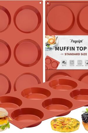 3 Pack Silicone Egg Molds for Breakfast Sandwiches, 3 Inch Non-Stick Round Muffin Top Pans for Baking Egg Bites, Whoopie Pies, Corn Bread, Tarts