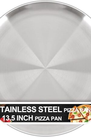 13½ Inch Pizza Pan for Oven, Non-Stick Large Round Stainless Steel Pizza Pans, Durable Non-Toxic Pizza Tray for Cookie Pizza Pie Cake, Easy Clean & Dishwasher Safe