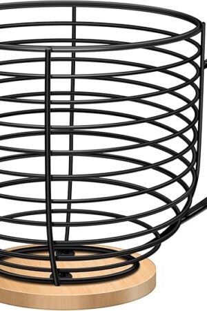 BYTEAIDREX Coffee Pod Holders for Counter - K Cup Holders for Counter - Coffee Pods Storage Organizer - Bar Accessories - Large Capacity Black Wire Kup Storage with Wooden Base.