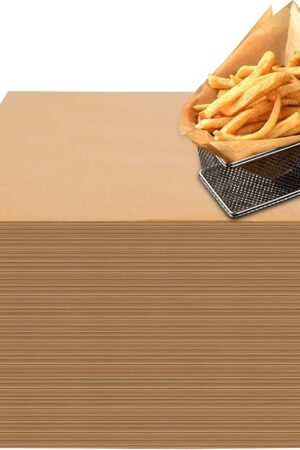 100 Count Pre-Cut Deli Wax Paper Sheets, 12x12" Natural Kraft Parchment Paper Sheets for Food Basket Liners, Greaseproof Deli Squares Sanwich Wrappering Paper for BBQ, Picnic, Festival, Fair Neyimqr