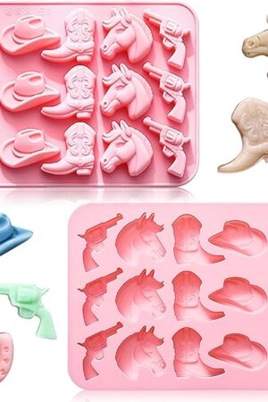 Cowboy Chocolate Mold, Cowboy Hat, Cowboy Boot and Horse Shapes, Cowboy Silicone Mold for DIY Cake Decorating Cupcake Topper Fondant Candy Gum Polymer Clay, Western Themed Party Decorations