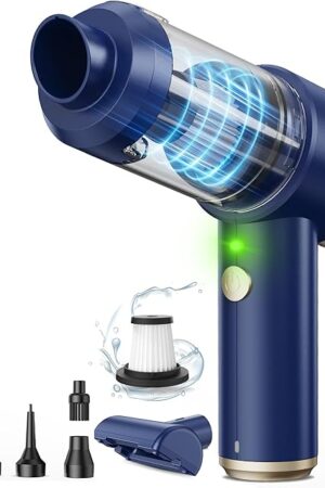 Cordless Handheld Vacuum with 12000Pa High Power Suction, 3-in-1 Air Duster & Air Blower & Pump Hand Held Vacuum, Mini Car Vacuum Cleaner for Household Chores, Flooring, Carpet, Car