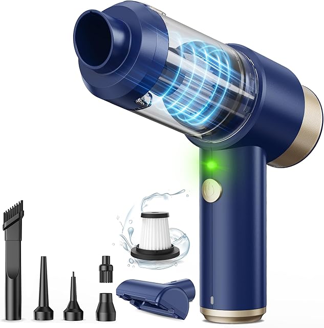 Cordless Handheld Vacuum with 12000Pa High Power Suction, 3-in-1 Air Duster & Air Blower & Pump Hand Held Vacuum, Mini Car Vacuum Cleaner for Household Chores, Flooring, Carpet, Car