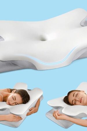 Cervical Neck Pillow for Pain Relief Sleeping, Cooling Ergonomic Contour Side Sleeper Pillow for Neck Support, Odorless Soft Memory Foam Orthopedic Bed Rest Pillow for Back Stomach Sleeper, Grey