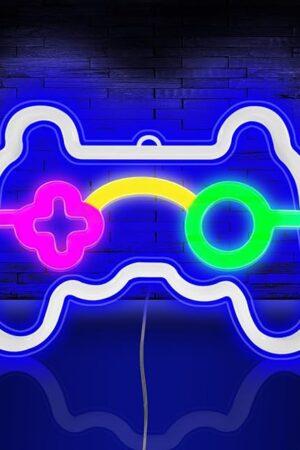 Vicloon Gamer Neon Sign, Gamepad Controller Shape - USB/Battery Powered LED Wall Light for Gaming Room Decor, Retro Arcade Gifts for Teens Boys Kids