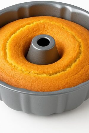 10-Inch Nonstick Cake Pan, Fluted Tube Pan for Pound Cakes, Muffins, Angel Food Cake, Coffee Cake, and More – Easy Release, Dishwasher Safe, Oven Safe, Heavy Duty