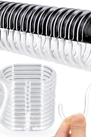 36 PCS Plastic Shower Curtain Rings- Clear Shower Curtain Hooks,C-Shaped Shower Rings Hook for Shower Curtain，Shower Curtain Hooks for Bathroom Shower Curtain Rod