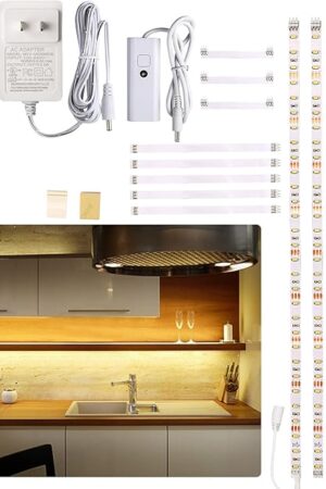 WOBANE Under Cabinet LED Lighting Kit LED Strip Lights Dimmable with Remote Control Dimmer