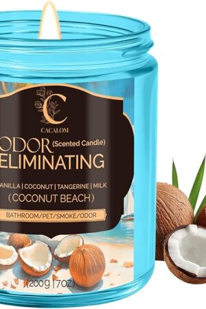 Coconut Odor Eliminating Candles, Pet Scented Candles for Home, Single Wick Soy Candle Gifts for Women, Men, Ideal for Creating Relaxing Atmosphere, Over 50 Hours of Burn Time