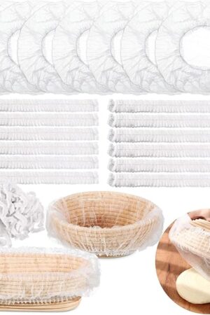 100 Pcs Banneton Liner Bread Proofing Basket Covers Non Woven Liner Non Stick Dough Bowl Covers for Bread Proofing Disposable for Rising Sourdough Supplies