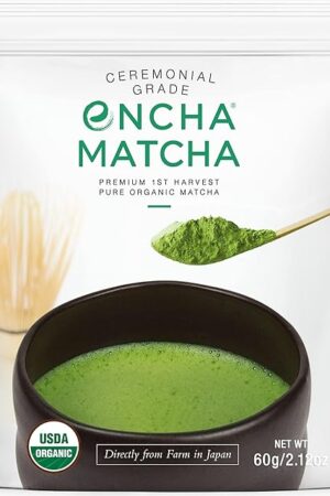 Encha Ceremonial Grade Matcha Powder - Organic First Harvest Japanese Matcha Green Tea, Matcha Tea From Uji, Japan (60g/2.12oz)