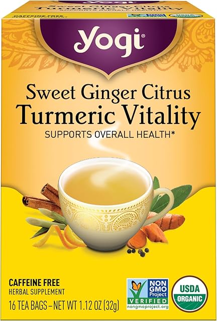 Yogi Tea Organic Sweet Ginger Vitality Tumeric Tea, 16 CT