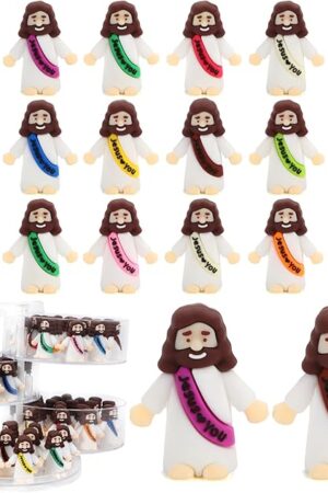 80 Pcs Mini Jesus, Little Jesus Figures to Hide Tiny Figurines in Bulk and Pocket Seek Religious Gifts for Easter Egg Stuffers Fillers Sunday School Baptism Christ Savior Craft