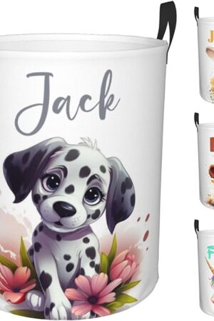 Custom Laundry Basket - Personalized Laundry Hamper with Name - Customize dirty clothes basket for Kids Adults Bedroom - with Handles - Gifts for Boys Girls Men Women
