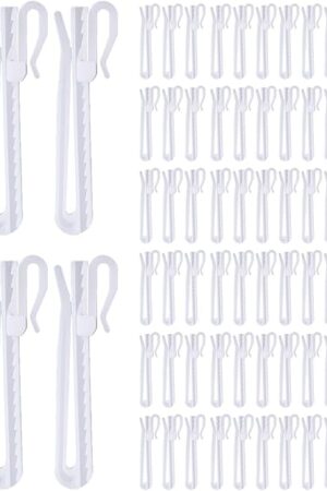 80 Pcs Plastic Curtain Hooks, Adjustable Pinch Pleat Hooks, Ratchet System Pinch Pleat Curtain Hooks for Window Curtain, Door Curtain and Shower Curtain (85mm/3.35inch)