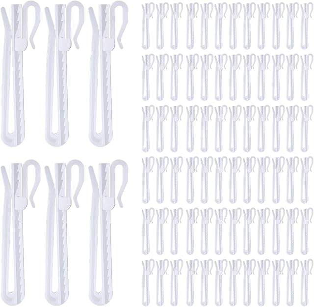 80 Pcs Plastic Curtain Hooks, Adjustable Pinch Pleat Hooks, Ratchet System Pinch Pleat Curtain Hooks for Window Curtain, Door Curtain and Shower Curtain (85mm/3.35inch)