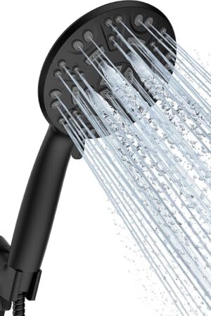Cobbe 8 Functions Shower Head with handheld, High Pressure Shower Head Set with Hose Adjustable Bracket Rubber Washers (Matte Black)