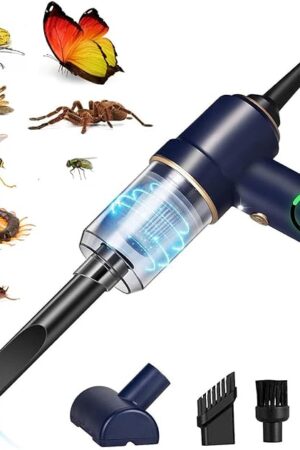 5 in 1 Handheld Vacuum and Blower Cordless Rechargeable Bug Vacuum Catcher for Insect Stink Bug Spider, Portable Vacuum Cleaner Strong Suction Bug Sucker for Car Kitchen Pet Hair, Dry & Wet Use, Blue