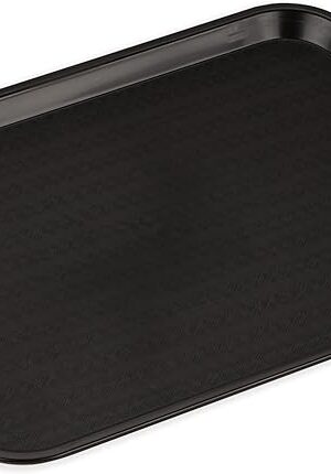 Carlisle FoodService Products Fast Food Cafeteria Tray 14" x 18", Durable Polypropylene with Slip-Resistant Surface, Stackable for Cafes and Schools, BPA-Free, Black