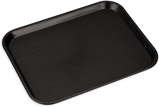 Carlisle FoodService Products Fast Food Cafeteria Tray 14" x 18", Durable Polypropylene with Slip-Resistant Surface, Stackable for Cafes and Schools, BPA-Free, Black