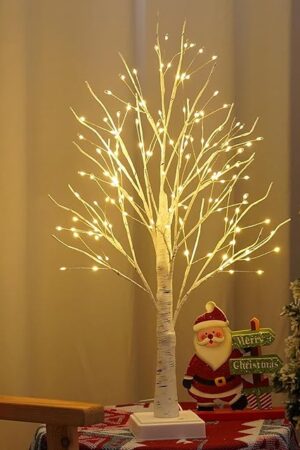 144 LED Birch Tree with LED Lights, DIY Artificial Tree Lamp with Timer, Lighted up Tree Lamp USB/Battery Powered, Fairy Light Spirit for Table Home Wedding Bedroom Christmas (Warm White)