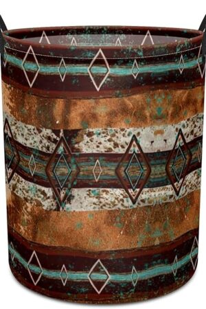 Western Aztec Cow Print Baby Laundry Hamper,kids laundry Basket,Waterproof Storage Bin for Bedroom,Clothes Organizer Basket,Toys Box,Room Decor