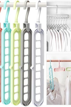 Closet Organizers and Storage,College Dorm Room Essentials,Pack of 6 Multifunctional Organizer Magic Space Saving Hangers with 9 Holes Storage Organization for Wardrobe Closet