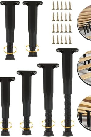 8 Pack Bed Support Legs 8.2-14.7 Inch Height Adjustable Bed Frame Support Legs, Heavy Duty Bed Frame Legs Replacement Center Support for King Queen Bed Slats