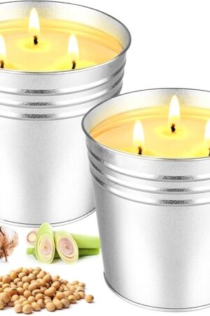 2 Pack Citronella Candles Large, 3 Wicks 34oz Citronella Candle Outdoor for Home Patio, 200h Long Lasting Summer Candle Bulk for Homen Scented Garden Balcony Camping BBQ