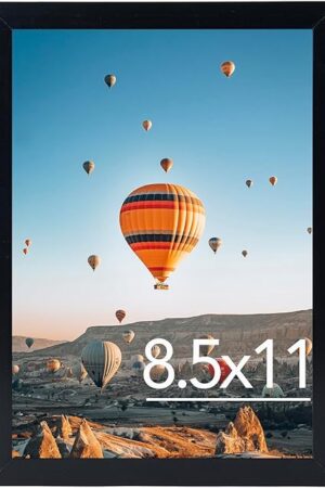 8.5x11 inch Picture Frame Black for Certificate Poster and Photo, Horizontal and Vertical Formats for Wall Hanging or Tabletop, 8.5x11 Frame with Shatter Resistant Plexiglass, Black
