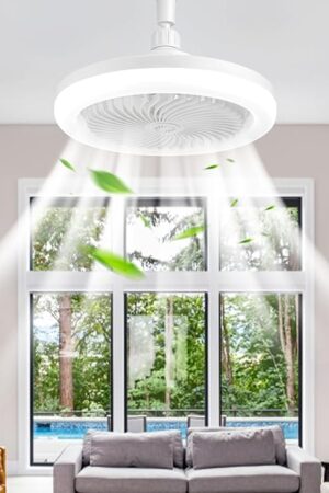 Ceiling Fans with Lights,Socket Fan Light with Remote Control,3 Fan Speeds,3 Light Settings,180° Adjustment Small Electric Fans Lamp,for Small Spaces Bedroom Home Office Dormitory (White)