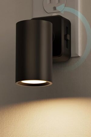 Briignite Night Lights Plug into Wall, 320° Rotation Plug in Night Light, Dusk to Dawn Nightlight, Dimmable Soft White 1W Led Night Light for Bedroom, Spot Light, Kids Room, Stair
