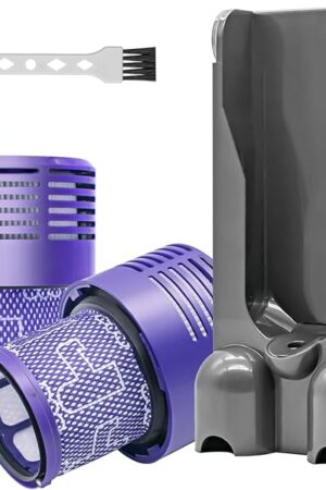Docking Station & 2 Pack Vacuum Filters Compatible with Dyson V10 Cordless Vacuum Cleaner, Wall Mounted Accessories Holder Bracket & 2 Pack Vacuum Filters Replacement Parts for Dyson V10 Parts