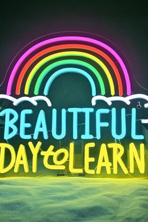 Beautiful Day to Learn LED Neon Sign, 16.5"x12.6" USB Powered, Dimmable, 5V/2A, for Classroom, Study Cornor Home, Gift, Office, Bedroom, Lifelong Learner