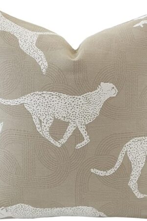 Croker Horse 20x20'' Inches Throw Pillow Cushion Cover - Leopard Pattern Chenille Jacquard Luxury Style Couch Sofa Pillow for Living Room Bedroom