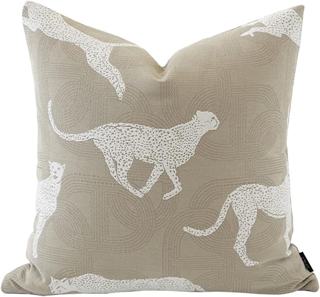 Croker Horse 20x20'' Inches Throw Pillow Cushion Cover - Leopard Pattern Chenille Jacquard Luxury Style Couch Sofa Pillow for Living Room Bedroom